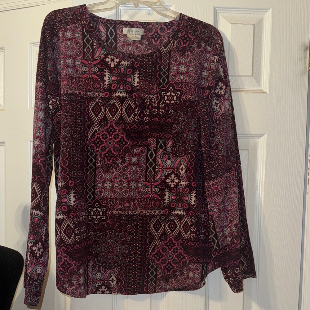 Van Heusen Pink and Black Patterned Blouse
